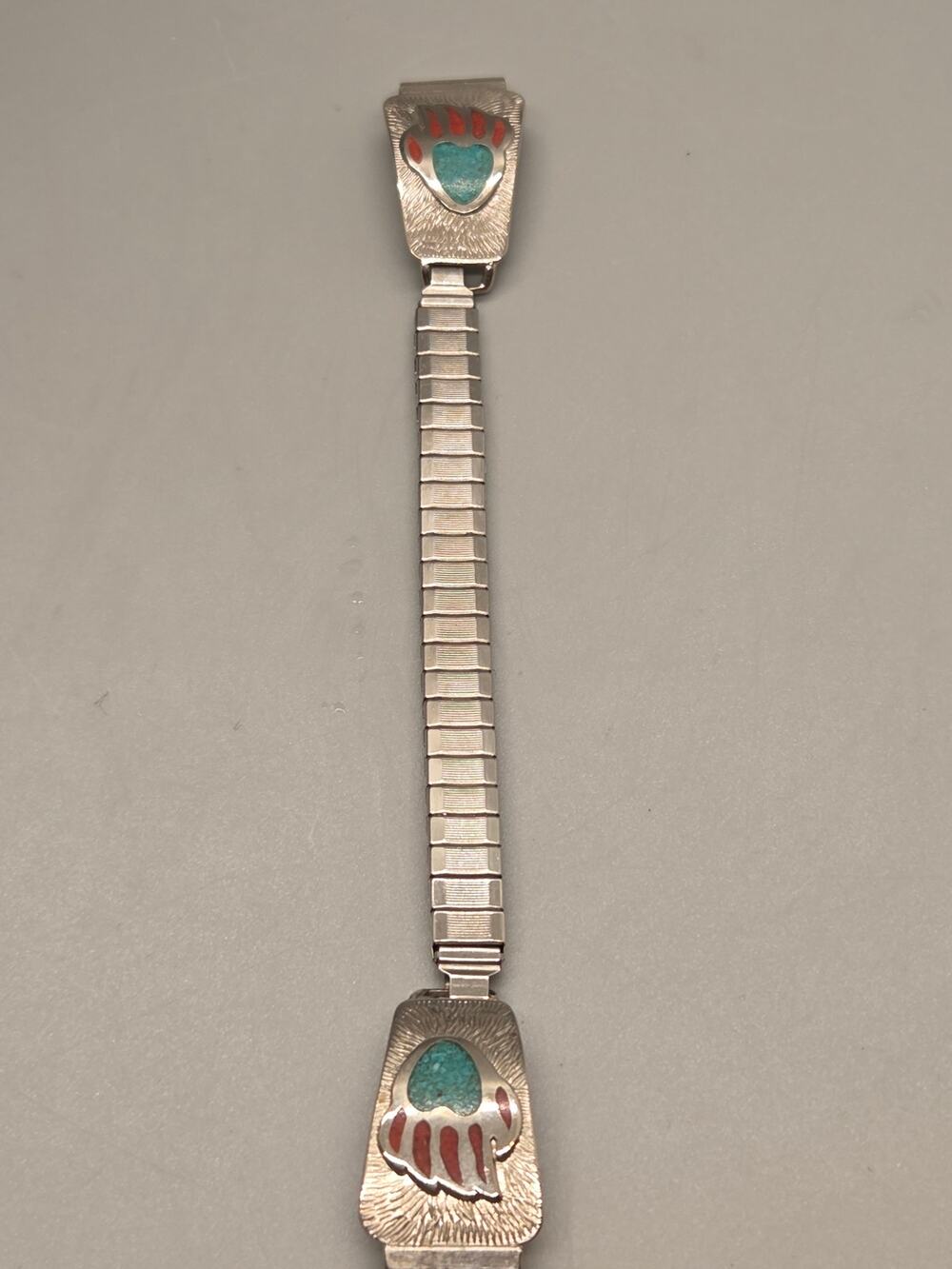 Vintage Native Coral & Turquoise Womens Watch Bracelet Navajo Watch Band Paw